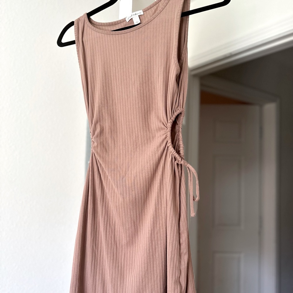 Dark Tan Spring/Summer dress with cutout drawstring sides